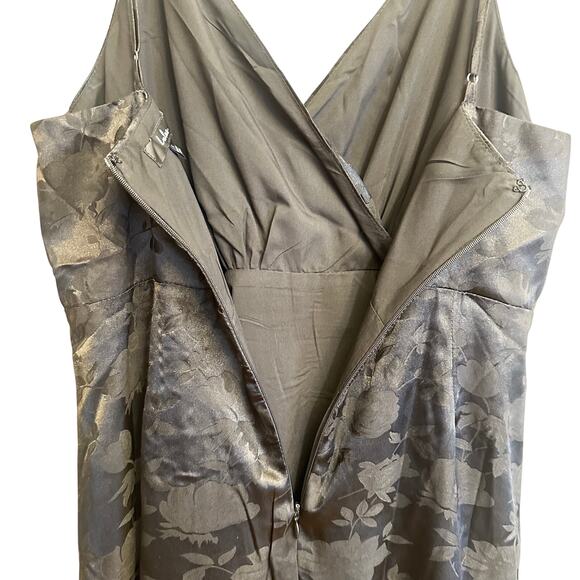 Lulus Black Floral Jacquard Midi Dress Adjustable Strap Surplice Large - Picture 5 of 9